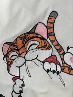 Дитяча постіль з вишивкою Tiger з ранфорсу айворі