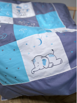 дитяча постіль Elephant Blue печворк 
