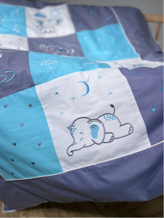 дитяча постіль Elephant Blue печворк 
